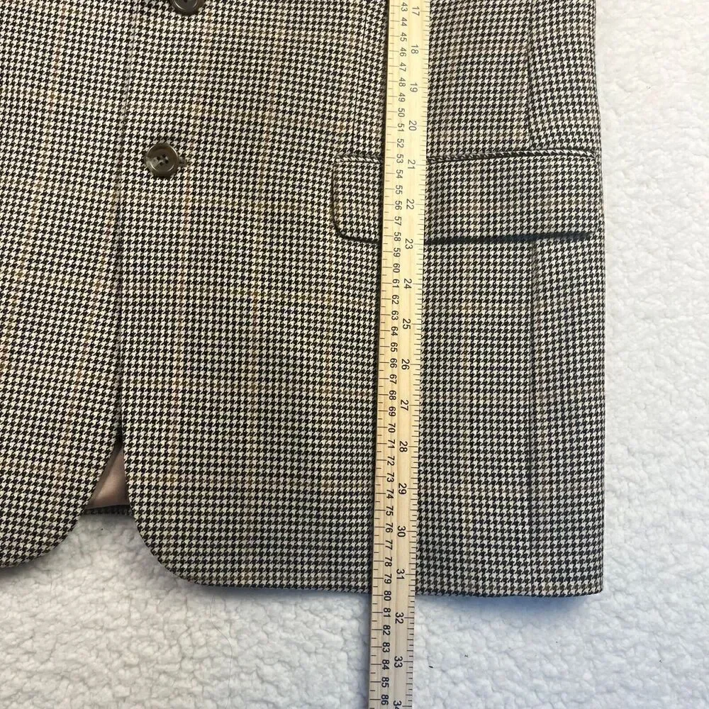 Ralph Lauren Mens Blazer Sport Coat Two Button Jacket‎ 100% Wool 42R HoundsTooth